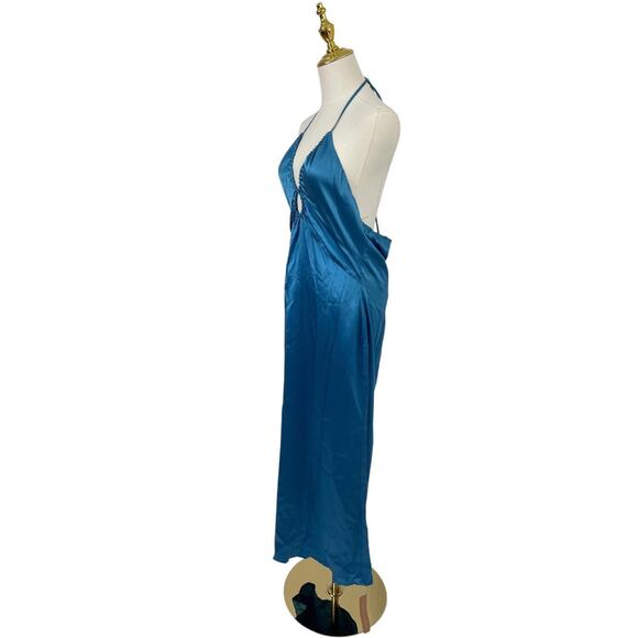 Reformation Blue Antoni Keyhole Silk Satin Midi Dress Size 12 $278 - Picture 4 of 8